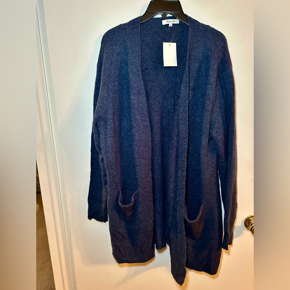 NWT Madewell Ryder Cardigan in heathered navy blue Large
